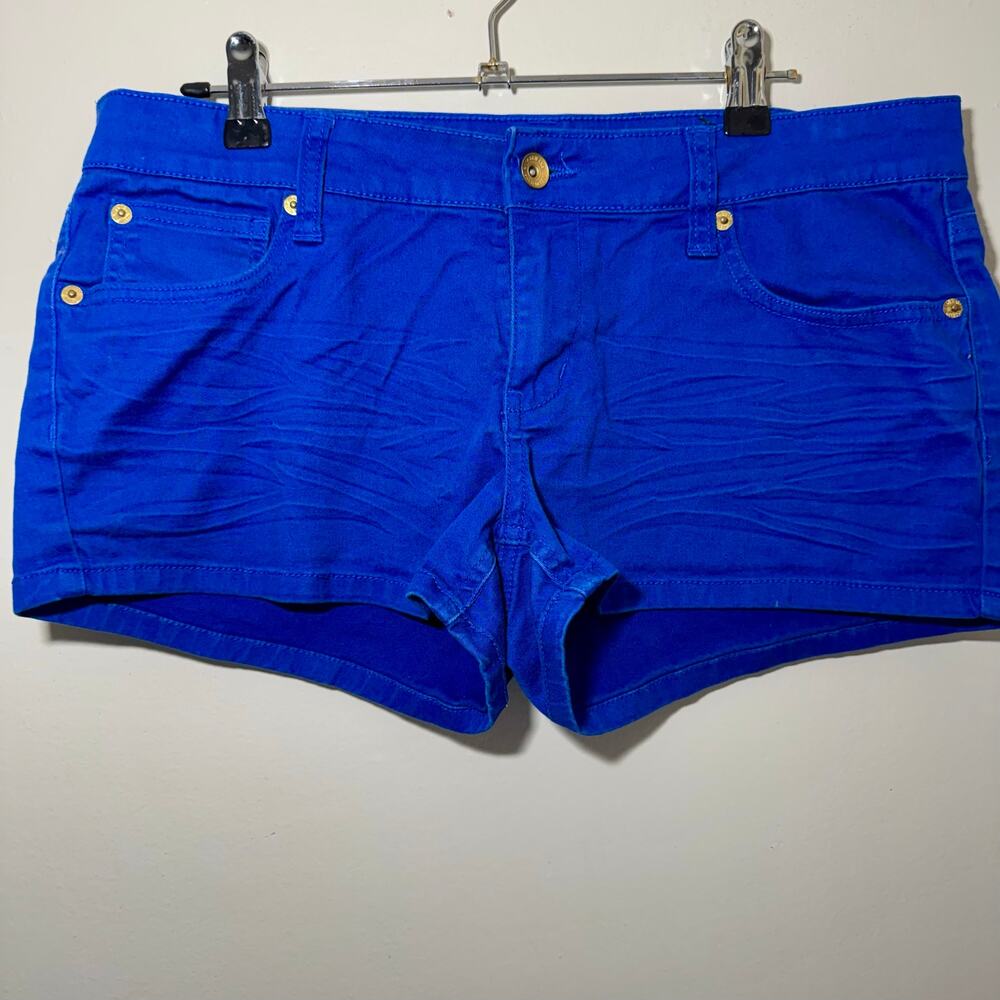 Vintage Zanadi Royal Blue Low Rise Denim Jean Shorts Size 11 Y2K Micro Shorts